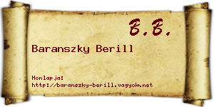 Baranszky Berill névjegykártya